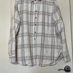 Classic White and Gray Plaid Men's Shirt